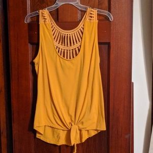 Tie front tank with crochet back detailing